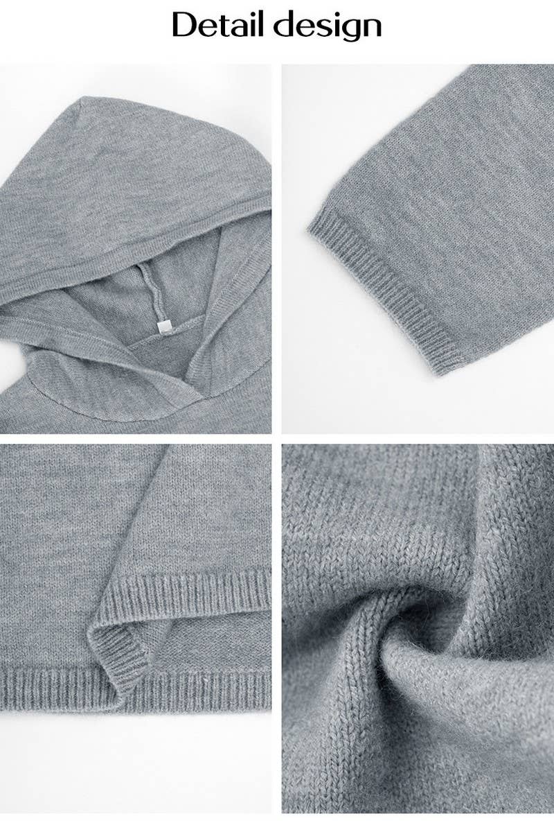 CWOHOL00632_CASUAL KNIT LONG SLEEVE HOODIE