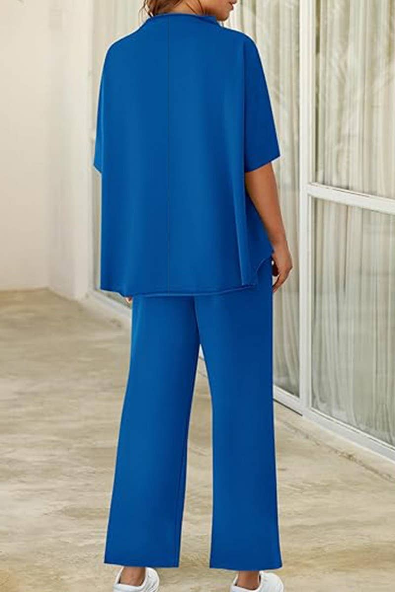 CWSTB1607_HIGH COLLAR BAT TOP NINE CROPPED PANTS SET