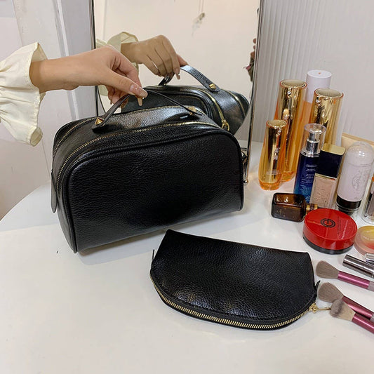 SIMPLE LEATHER MOTHER-AND-CHILD COSMETIC BAG_CWAB4436