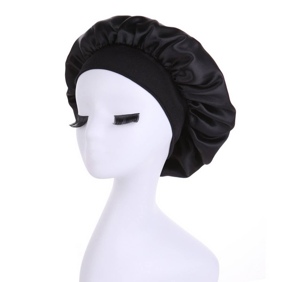 CWAHA6427_WIDE BRIM HIGH ELASTIC SATIN NIGHTCAP