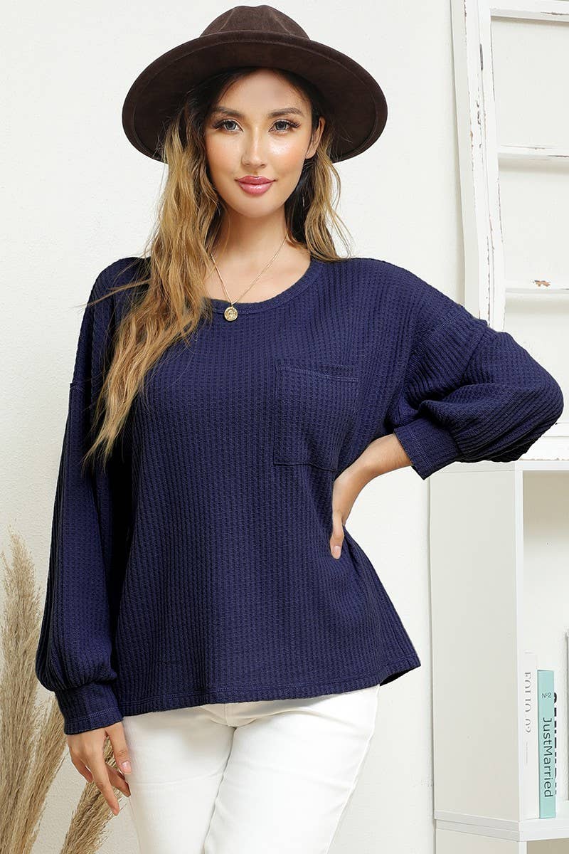 CWTTL1497_PLUS-R NECK SHIRING CUFF SWEATER KNIT TOP