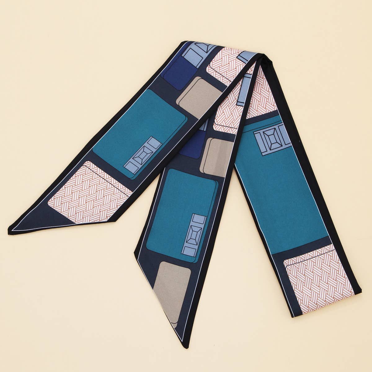 Floral Letter Skinny Twilly Scarf for Hair & Bag