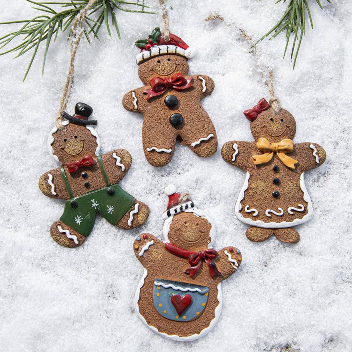 Painted Resin Gingerbread Xmas Tree Hanging Decor_CWMM9789
