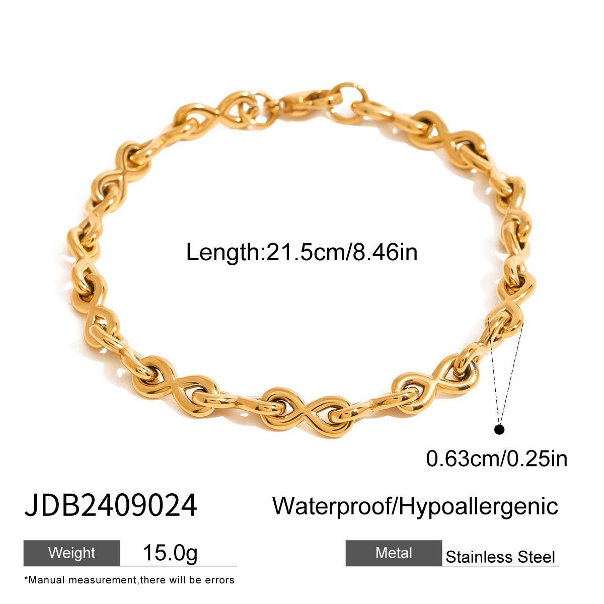 Minimalist Plain Chain Bracelet in Titanium Steel