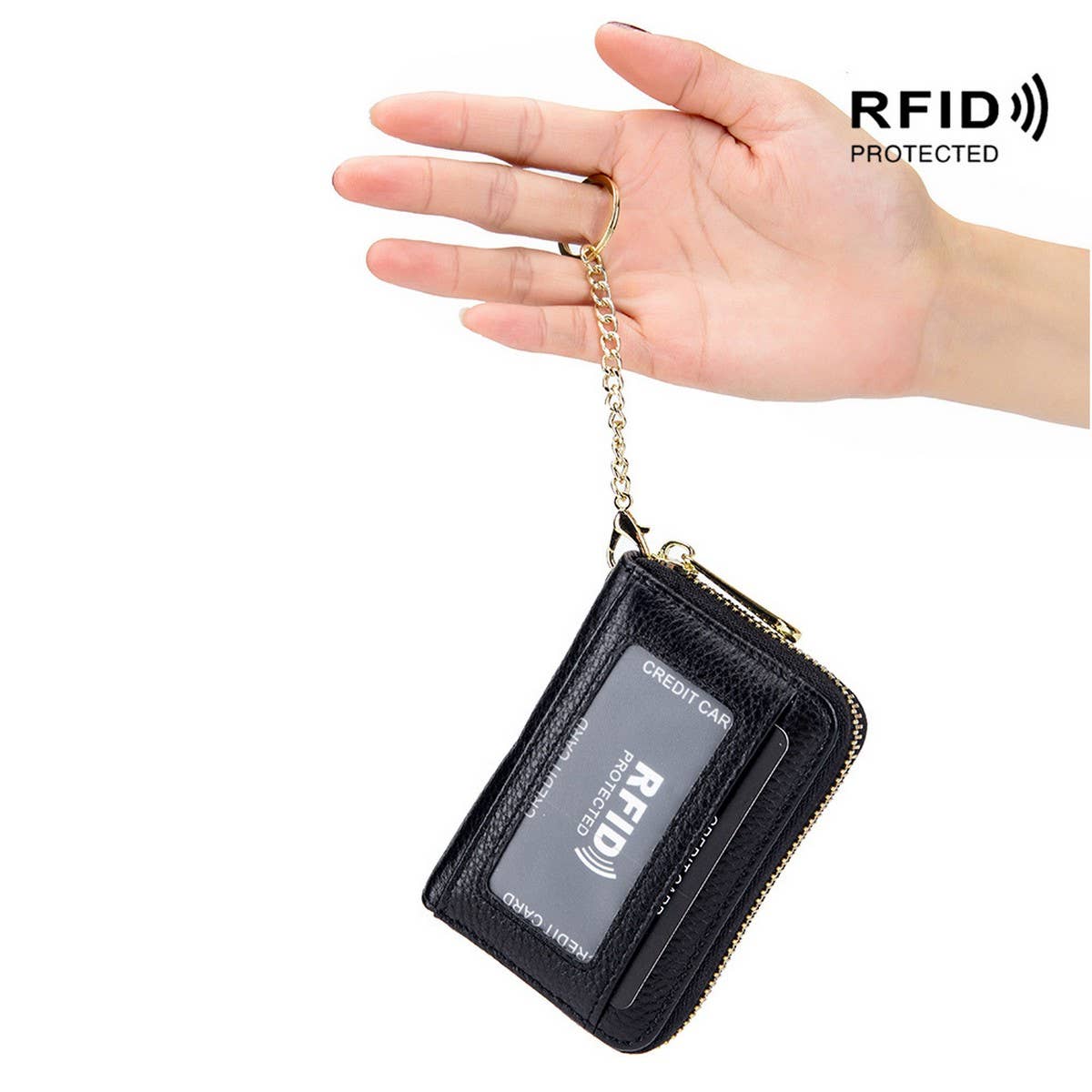 ZIPPER KEY CASE GENUINE LEATHER CARD HOLDER_CWAB3870
