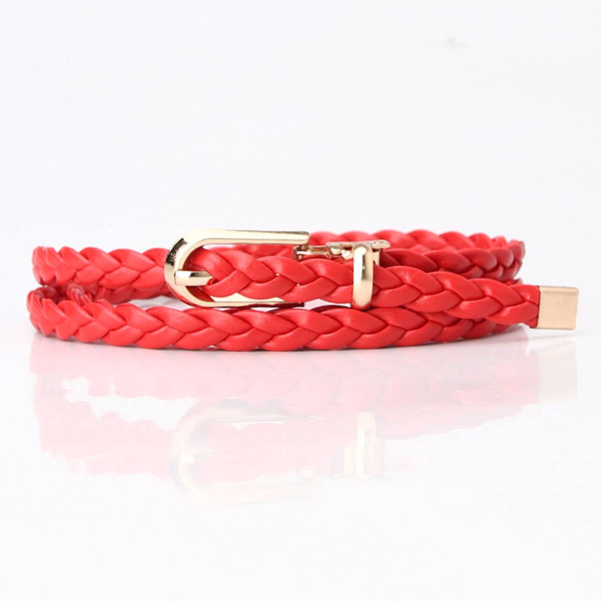 Fashionable ladies weave thin waist belts