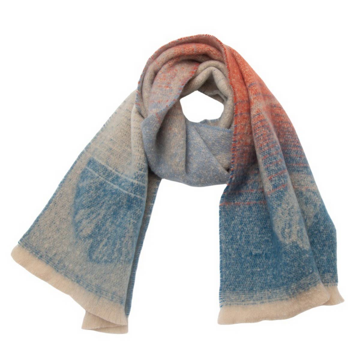 Ginkgo Jacquard Scarf ? Loop Yarn Fringe Winter