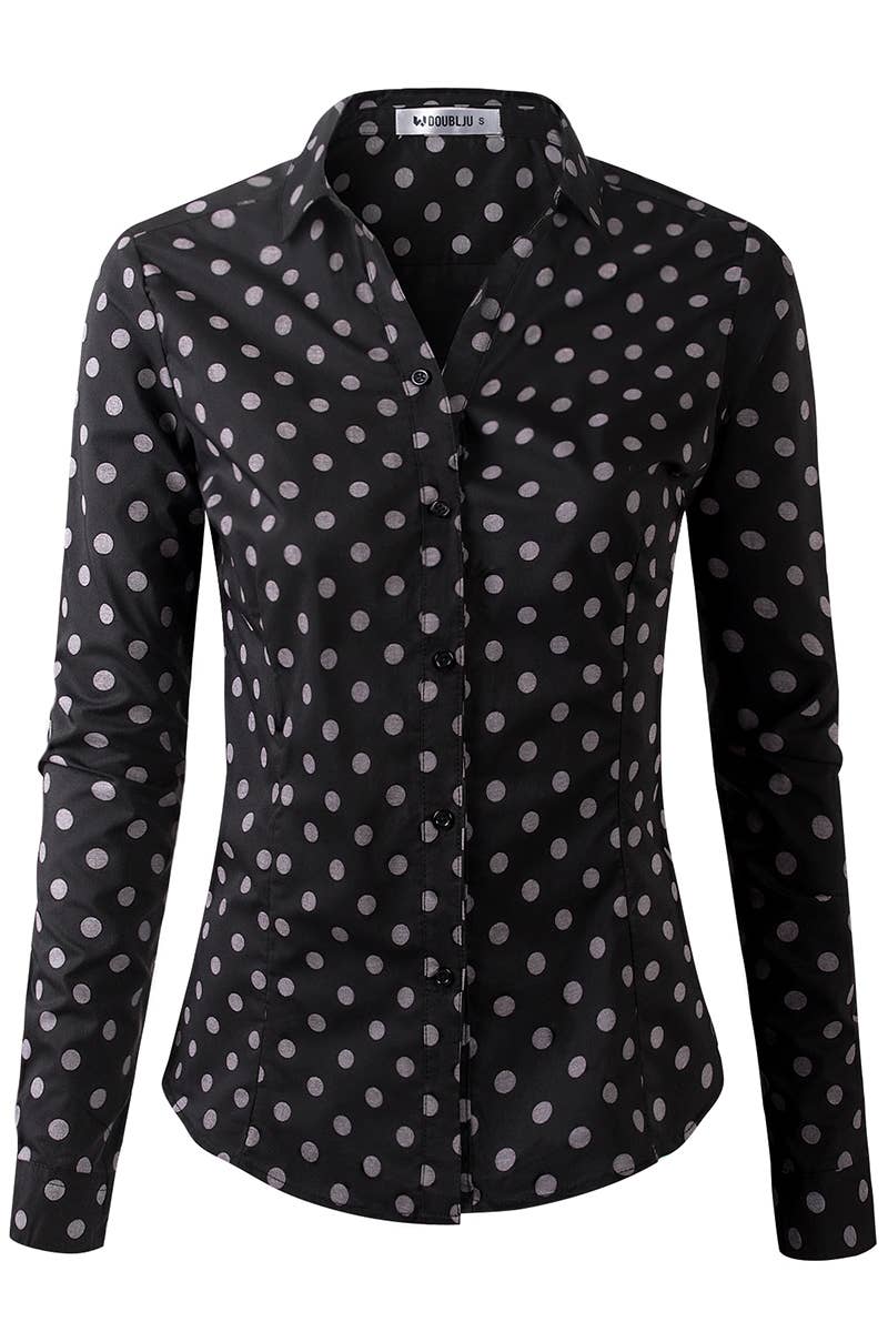 CWTSTL708_Basic Slim Fit Simple LongSleeve Button Down Shirt