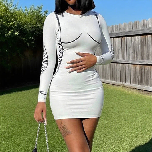 Abstract printed short hip-hugging dress