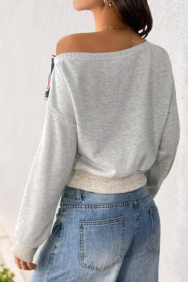 CWTBLL4072_LETTER PRINT ONE SHOULDER CROPPED HOODIE