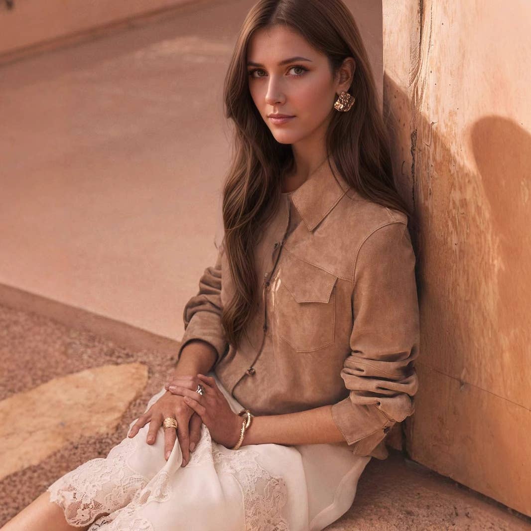 Casual and fashionable suede shirt