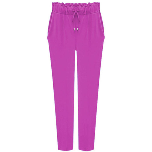 ELASTIC-WAISTED HIGH-WAISTED STRETCH HAREN PANTS
