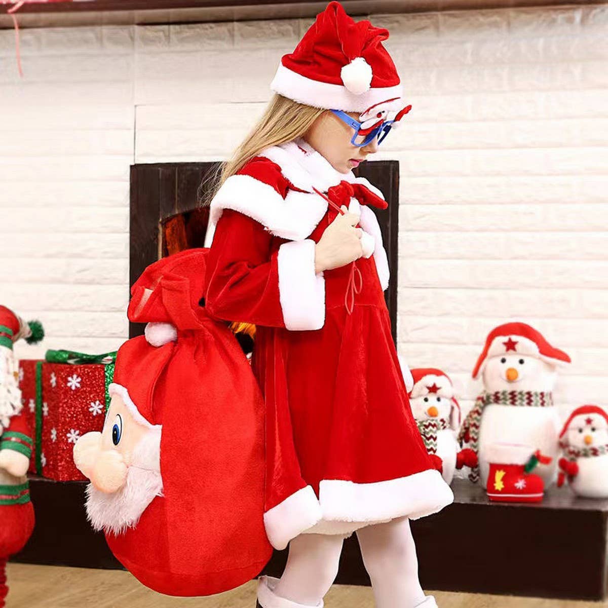 CWMM9696_SANTA CLAUS SMILEY FACE ORNAMENT BACKPACK BAG