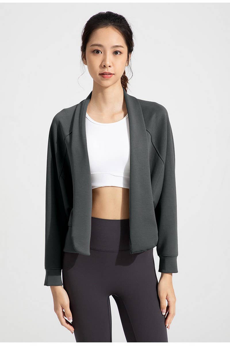 CWOCAL2164_MODAL LONG SLEEVE SHAWL YOGA TOP