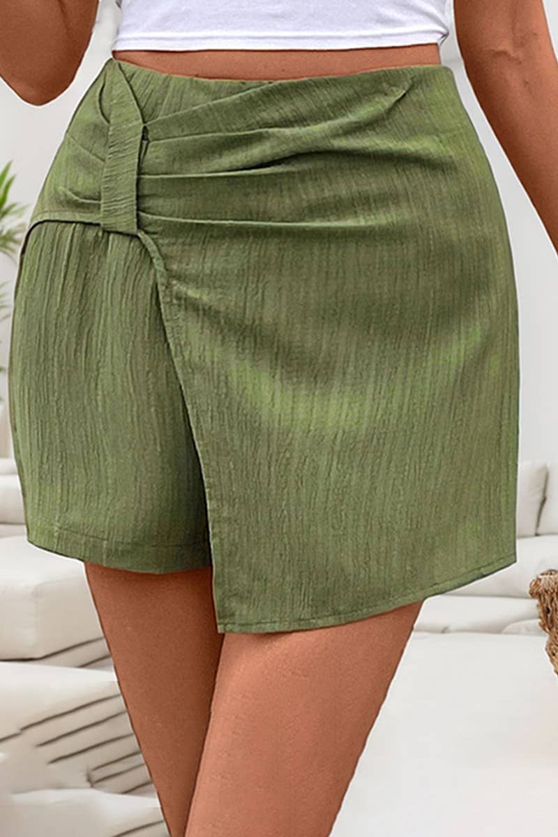 CWBSP0436_2025 NEW SUMMER TEXTURE SOLID COLOR SKIRT PANTS