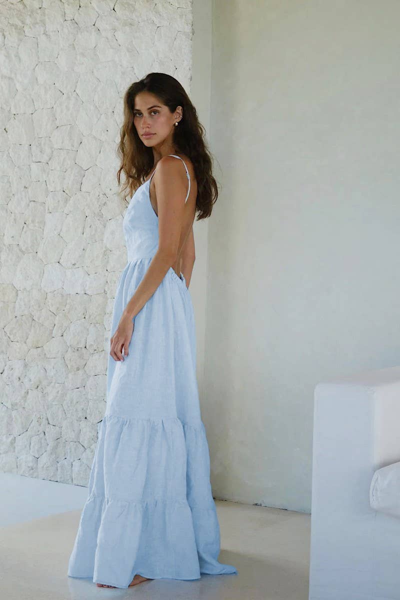 CWDMD5277_BACKLESS TIE MAXI CAKE CAMI DRESS