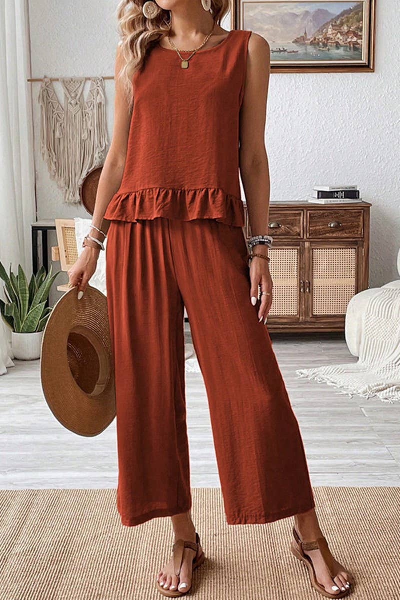 CWSS1228_CASUAL SLIM FIT SOLID COLOR SLEEVELESS SUIT