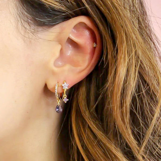 GEOMETRIC TEARDROP DIAMOND FRENCH EARRINGS