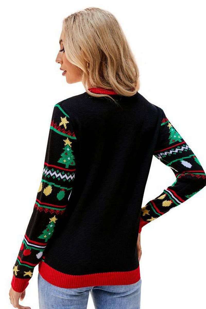 CWOSWL2487_CHRISTMAS TREE SEQUINED CHRISTMAS SWEATER
