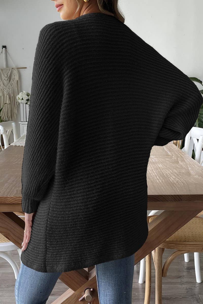 CWOSWL07392_WOMEN FUR KNIT CARDIGAN SWEATER JACKET