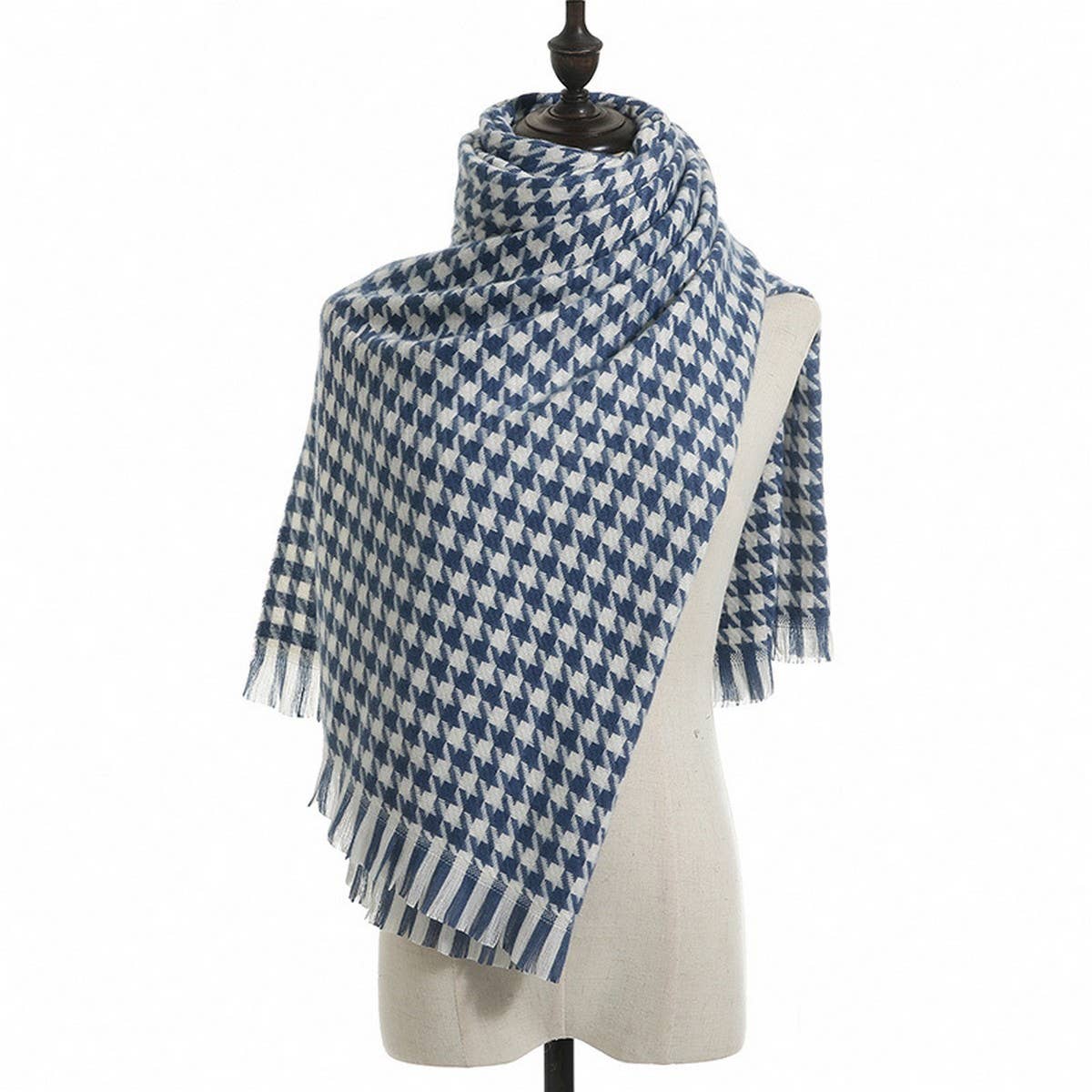WINTER WARM LATTICE LARGE SCARF FRINGE SHAWL