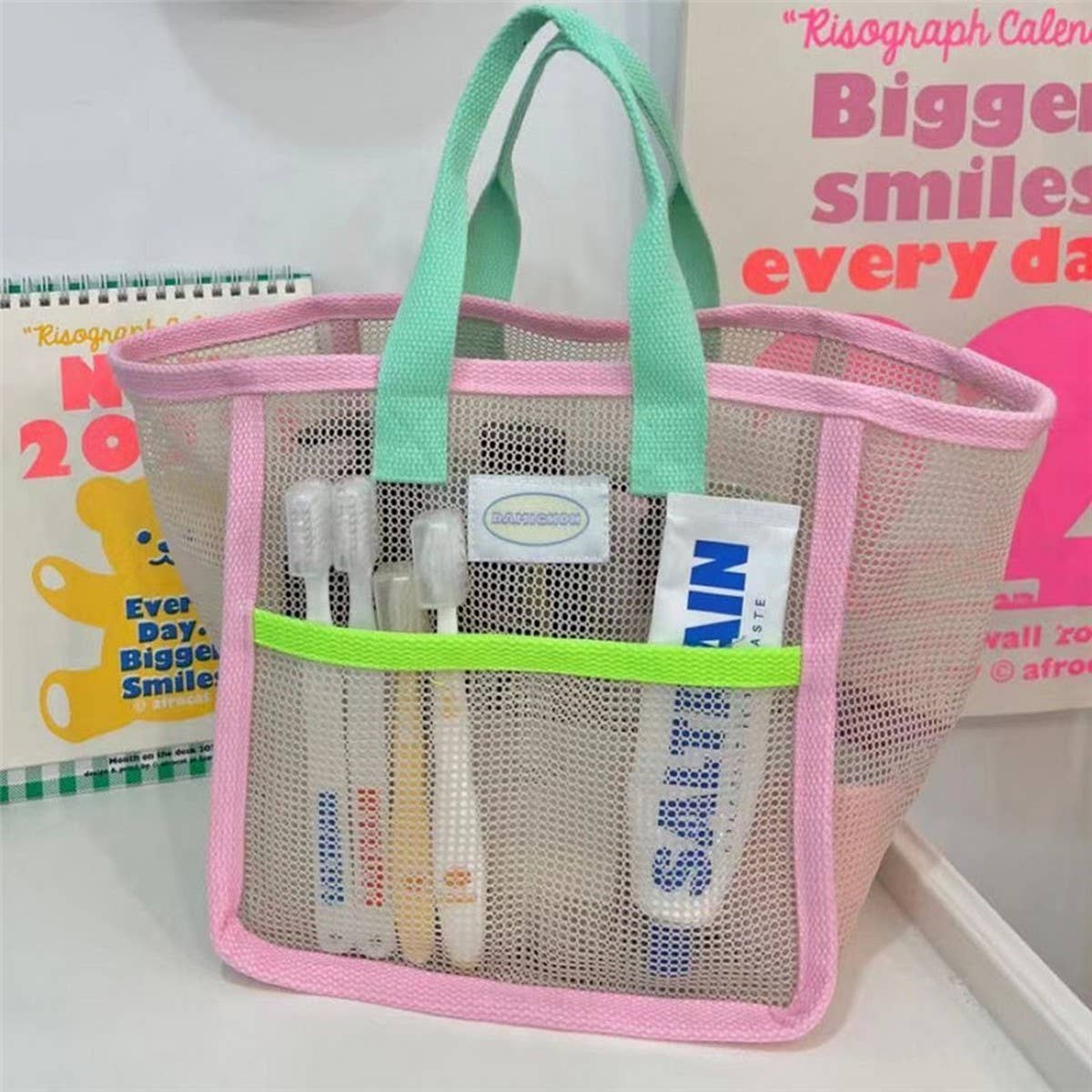 PORTABLE MESH BEACH BAG TRAVEL STORAGE BAG_CWAB1926