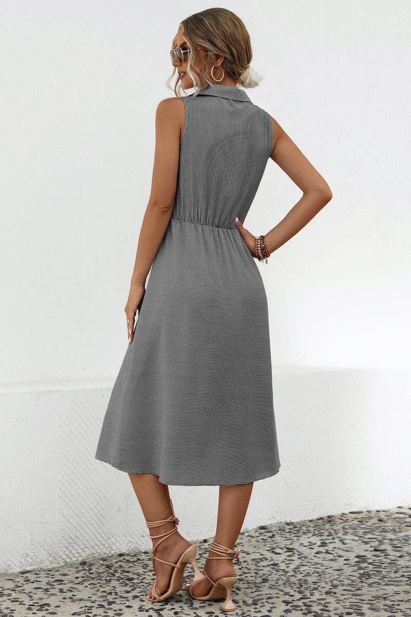 CWDSD4947_SOLID BUTTON CASUAL SHIRT DRESS