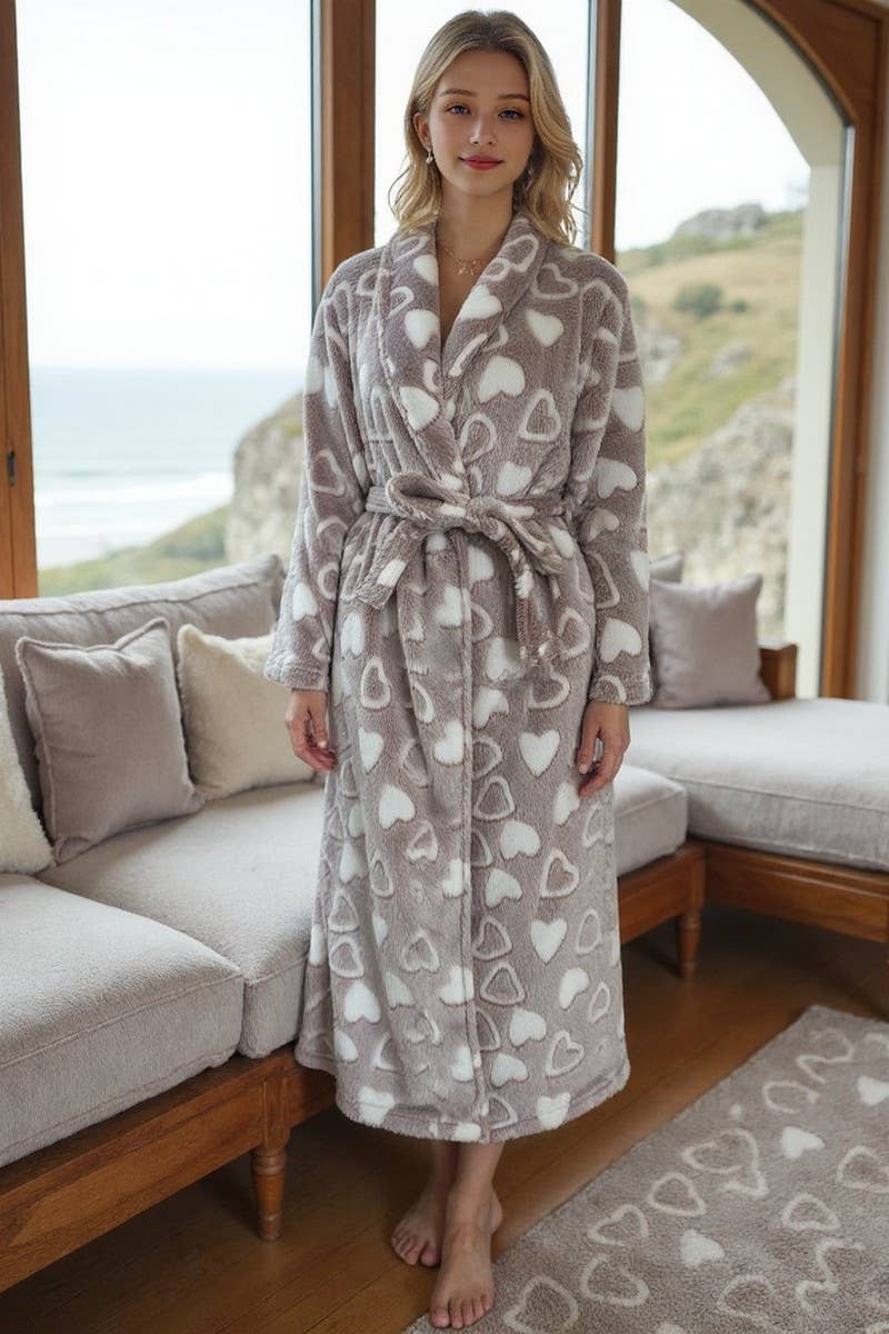 CWSPJ0423_FLANNEL BELTED LOOSE LOUNGEWEAR ROBE