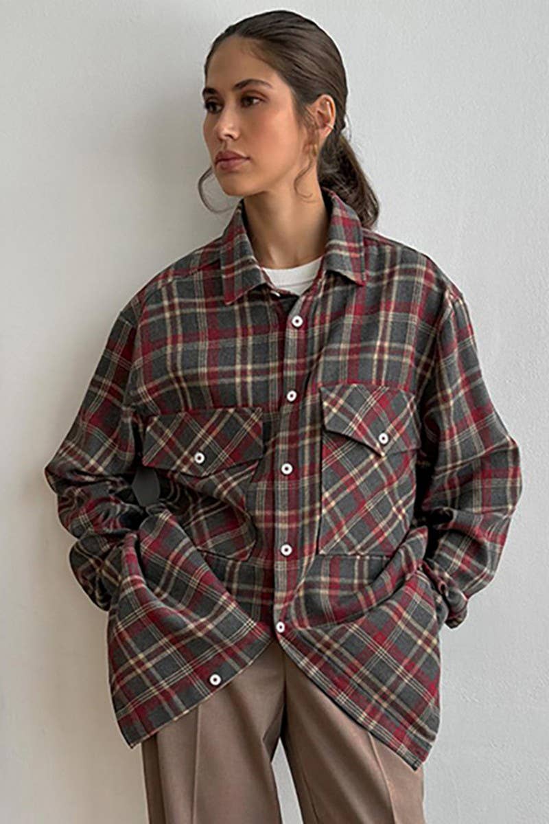 CWTBLL00577_RETRO PLAID CASUAL LONG SLEEVE SHIRT JACKET