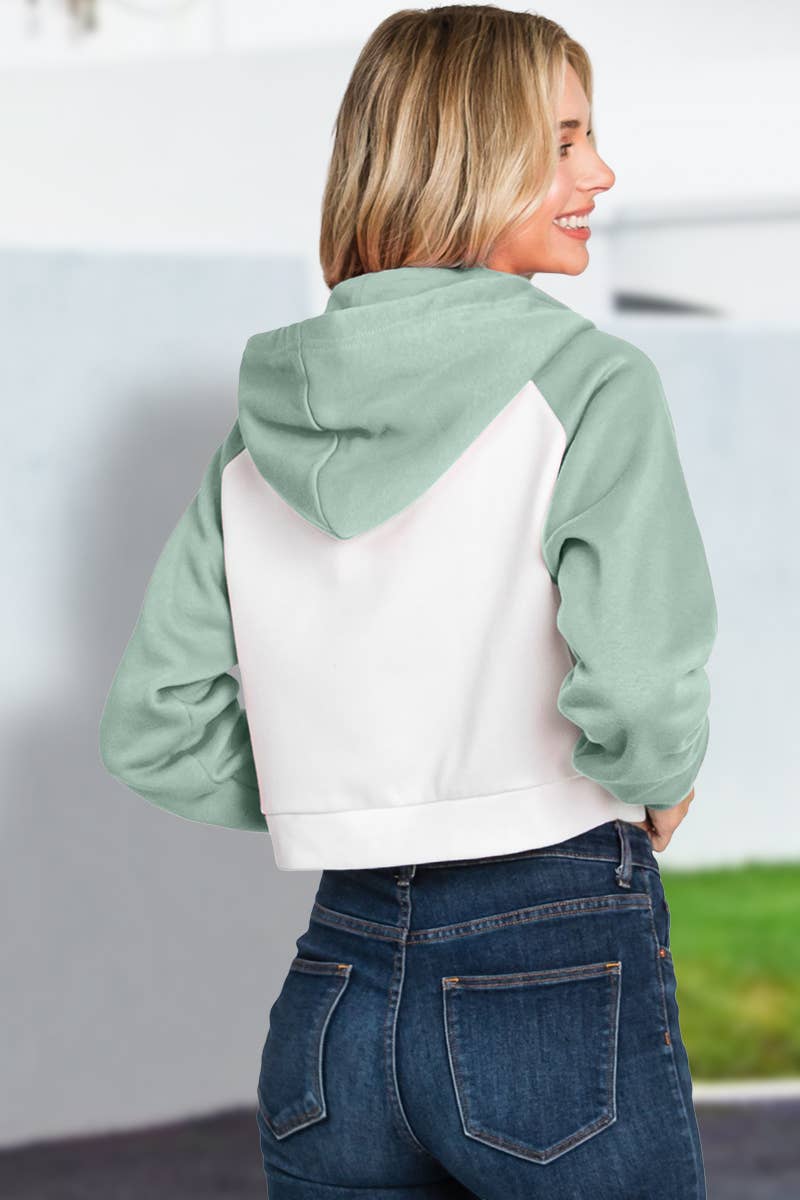 CWOHOL430_Lightweight Zip-up Hoodie Cropped Sweatshirt