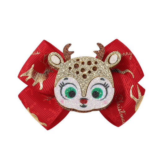 CHILDREN'S PRINTED GLITTER BOW HAIRPIN