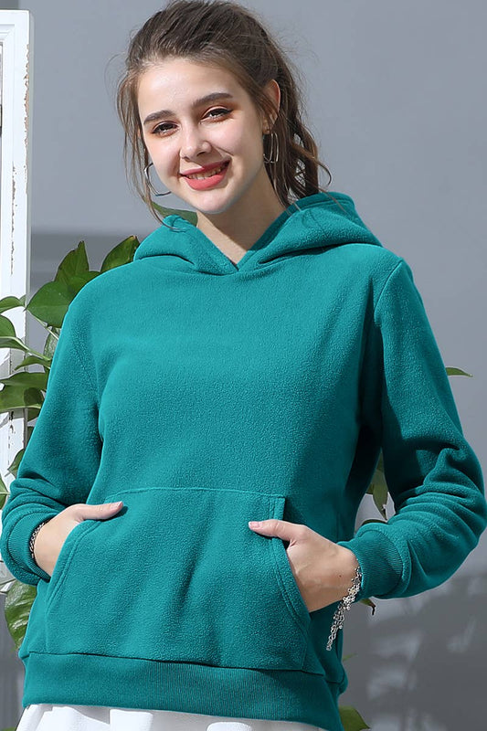 CWOHOL438_SOLID SWEATSHIRT FLEECE HOODIE WITH POCKET