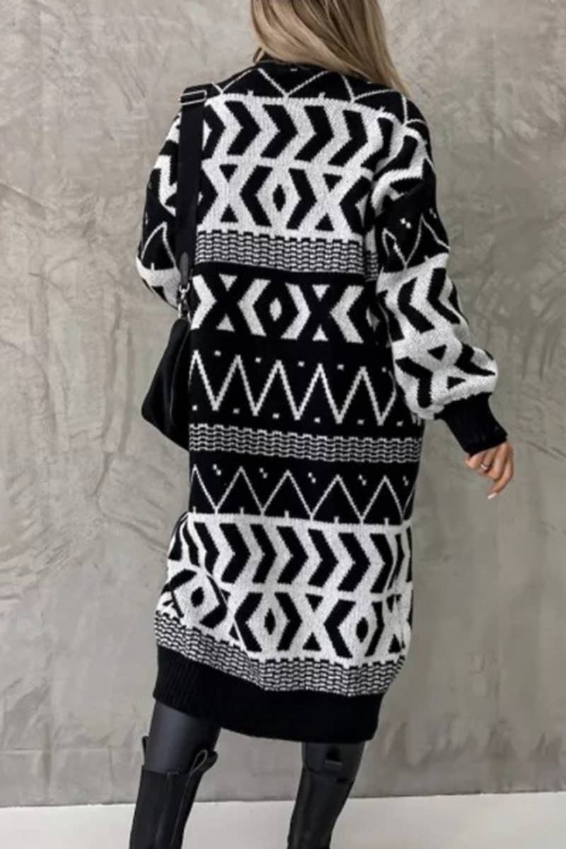 CWOCAL2183_NO-BUTTON LONG SLEEVE SWEATER CARDIGAN LONG STYLE