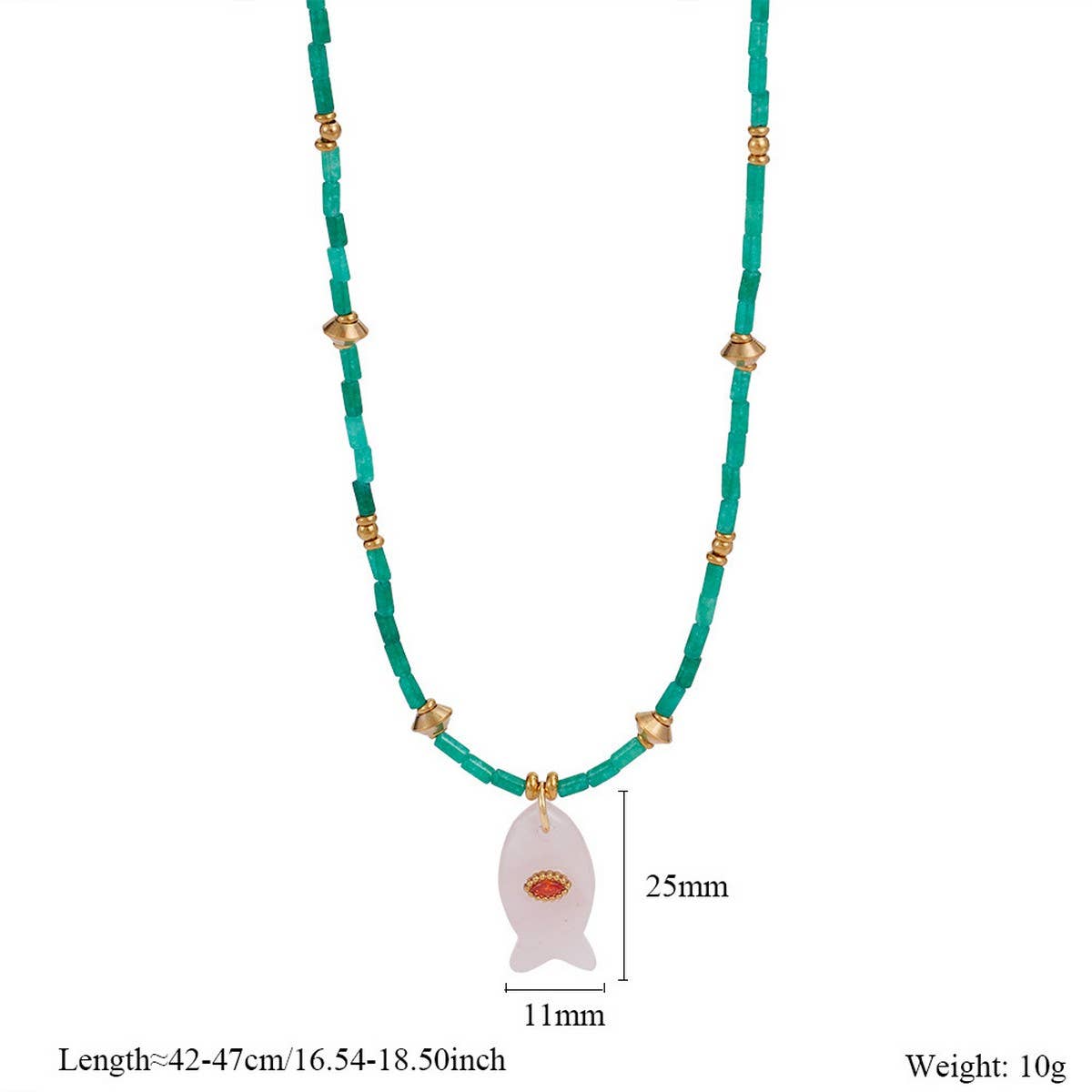 Animal Fish Necklace with Gem and Steel_CWMM7531