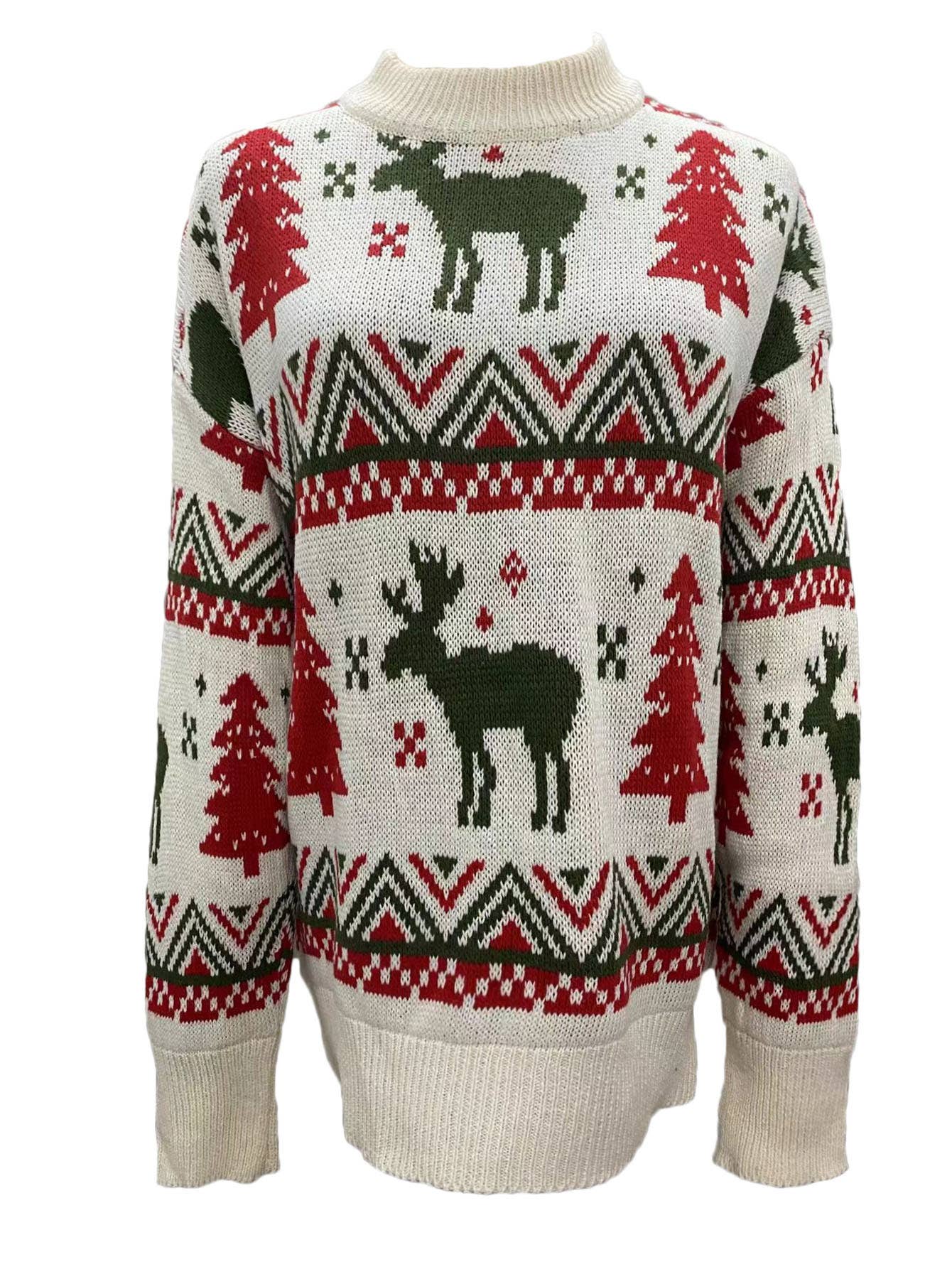Christmas knitted round-neck pullover sweater