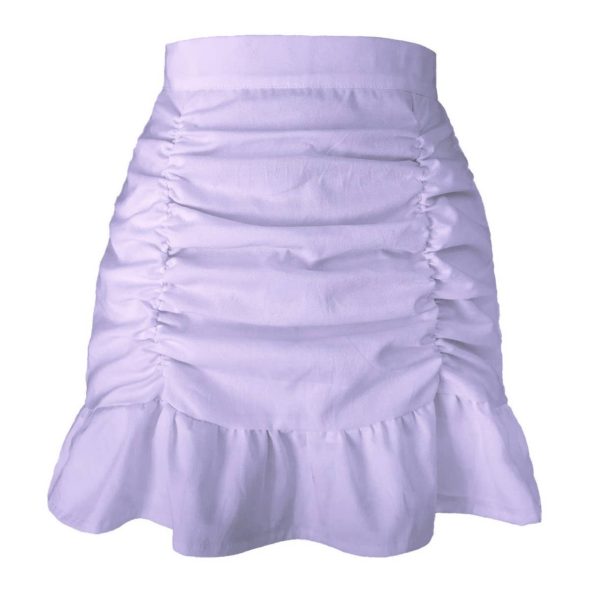 SOLID COLOR PLEATED RUFFLE ZIPPER SKIRT_CWBSS0388