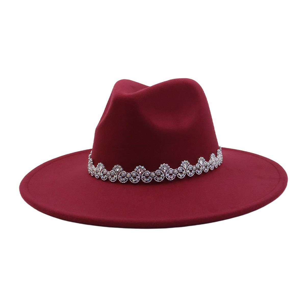 Men & Women Wool Blend Fedora Hat Heart Top_CWAH04386