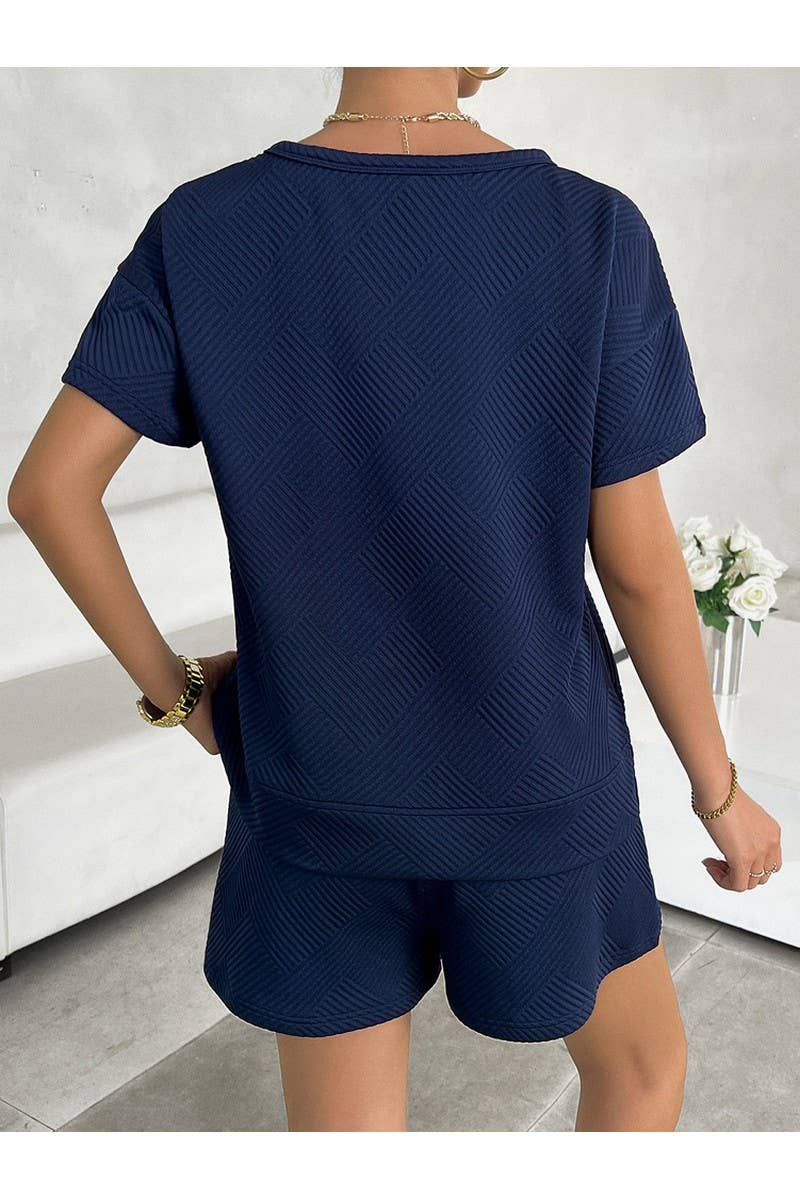 CWSTB0669_KNIT CREW NECK SHORT SLEEVED SHORTS CASUAL SET