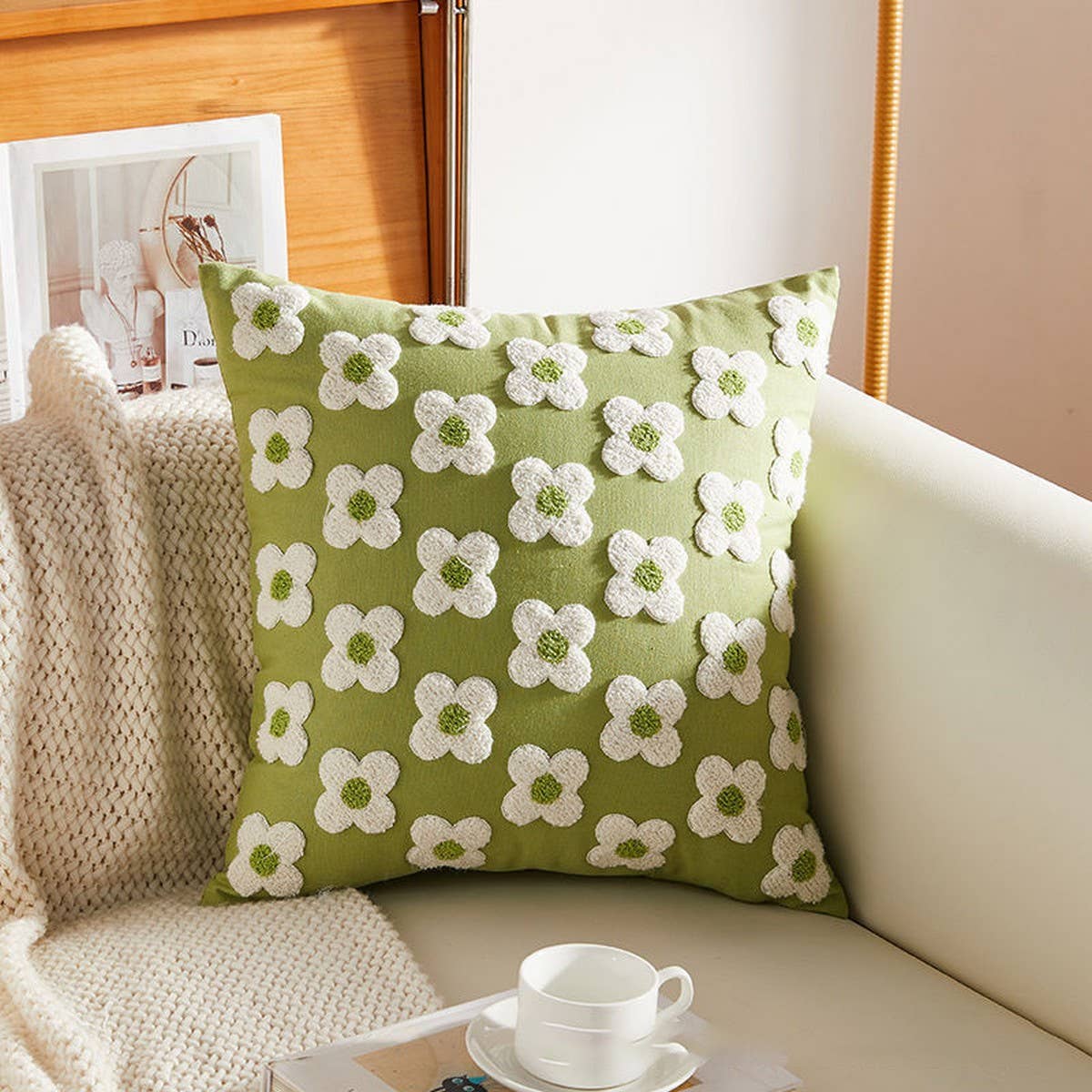 Luxury Embroidered Throw Pillow Cover for Sofa/Bed