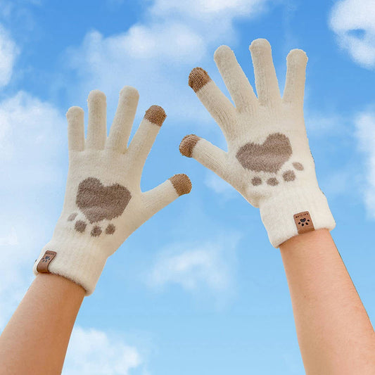 CARTOON CAT SCRATCHING GLOVES WINTER WARM GLOVES_CWAG0146