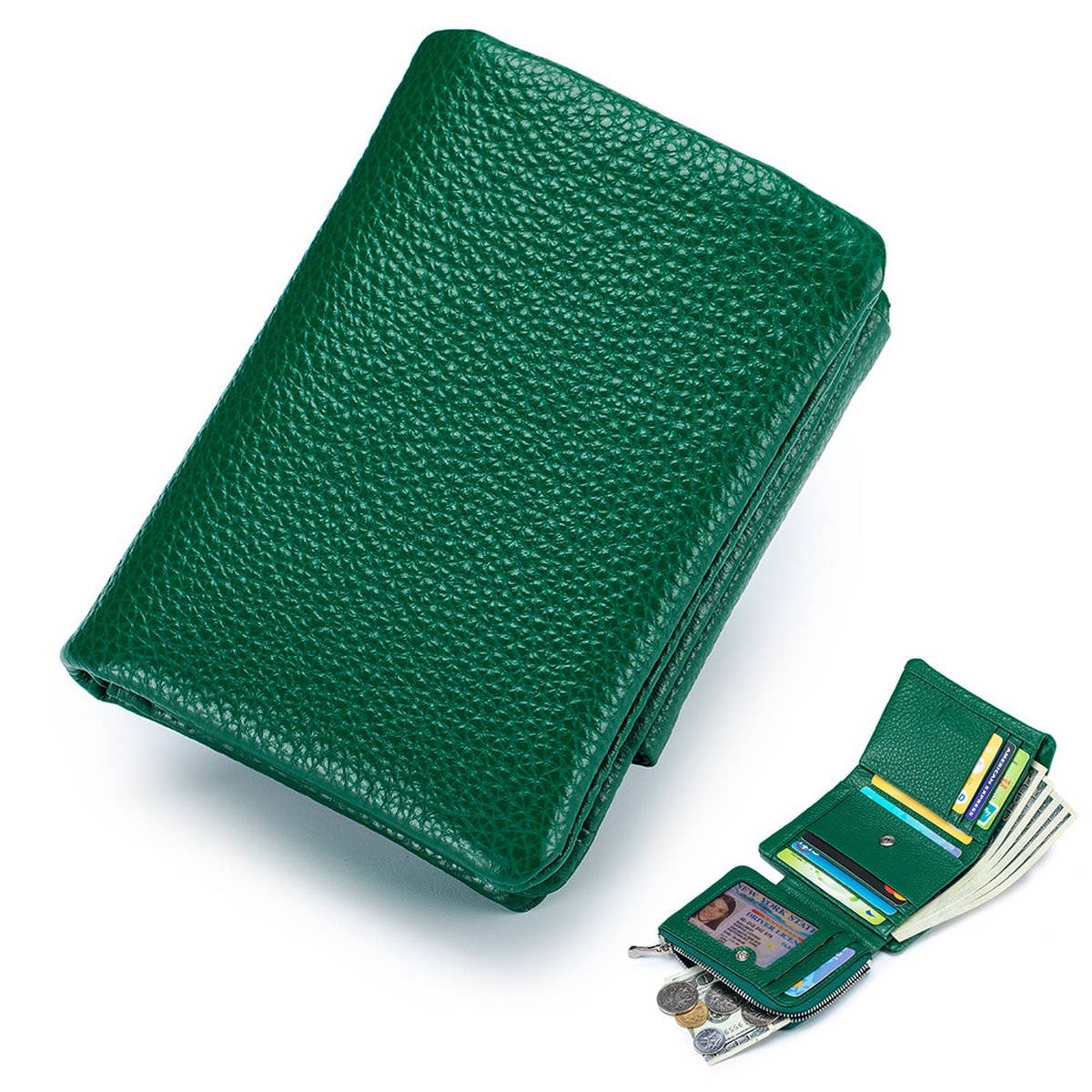 CAPACITY FIRST LAYER COWHIDE TRIFOLD LEATHER WALLET_CWAB3820
