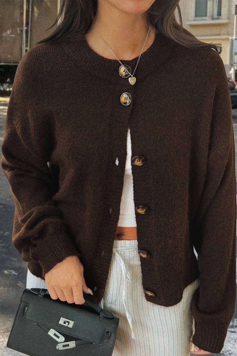 CWOCO00194_CASUAL SIMPLE BUTTON LONG SLEEVE KNIT CARDIGAN