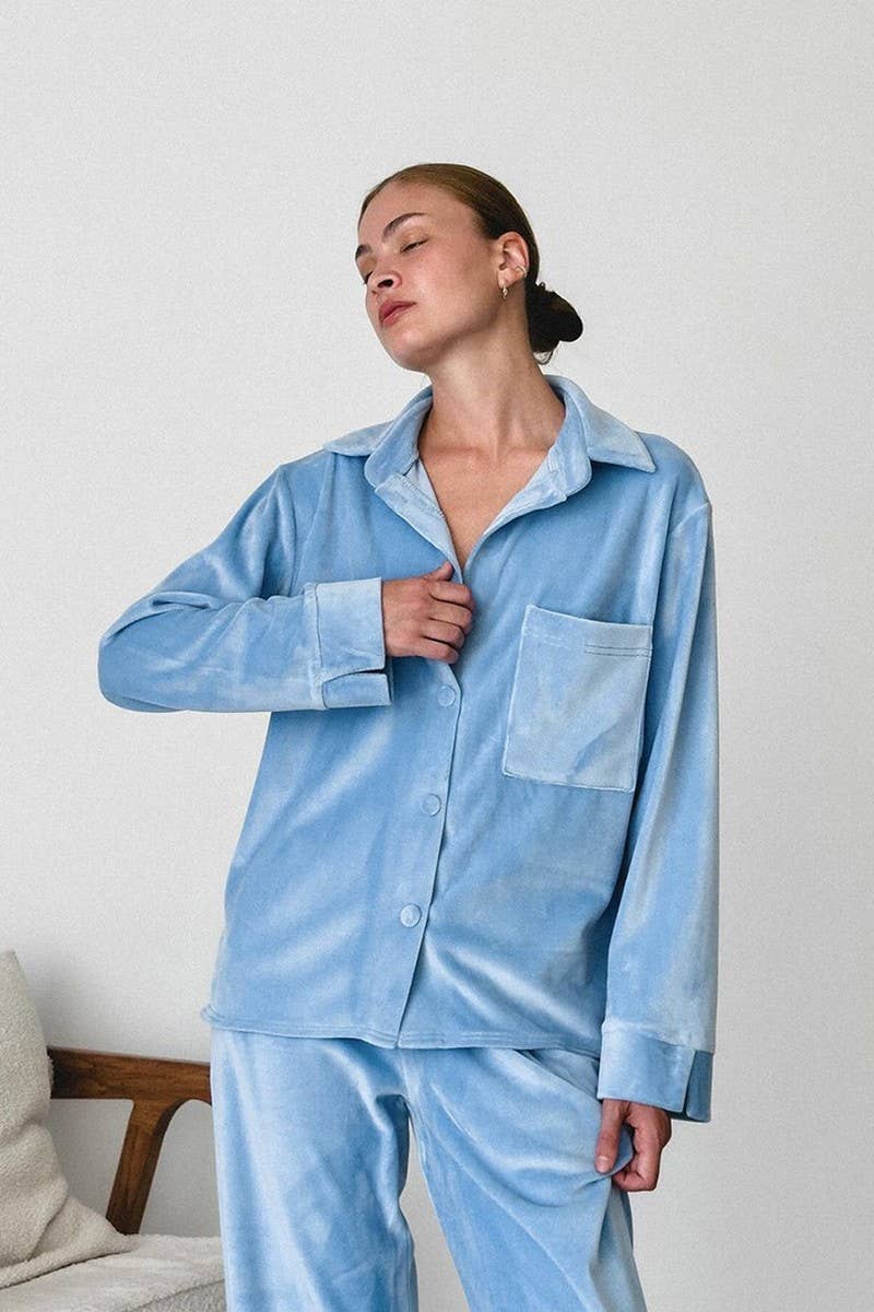 CWSPJ0345_PLUSH LONG SLEEVE LONG PANTS PAJAMAS SET