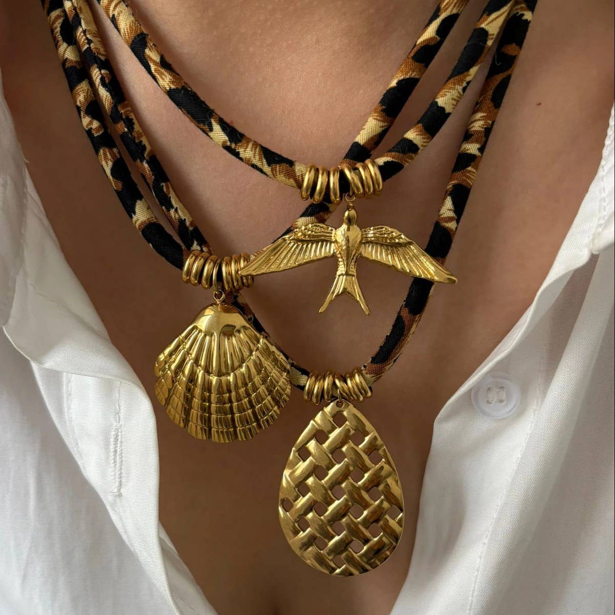 Leopard Velvet Cord Necklace ? Bold Fall Statement