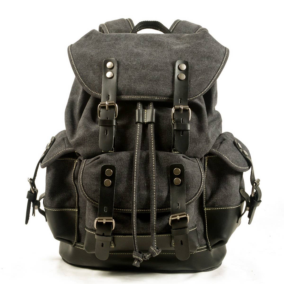 Canvas Leather Hiking Backpack for School & Travel_CWAB5518