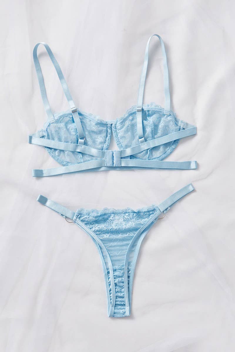 CWSS1199_LACE MESH SEE-THROUGH SEXY LINGERIE 2-PIECE SET