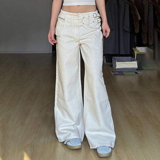 Workwear three-dimensional pocket straight pants