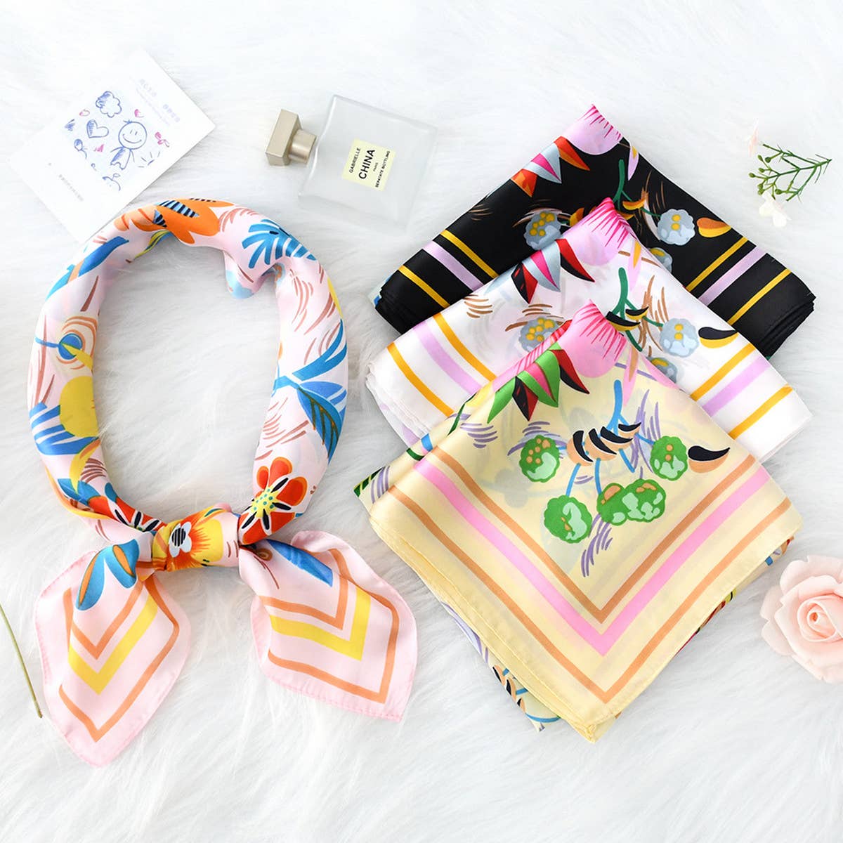 Floral Print  Scarf ? Vintage Neck & Head Wrap