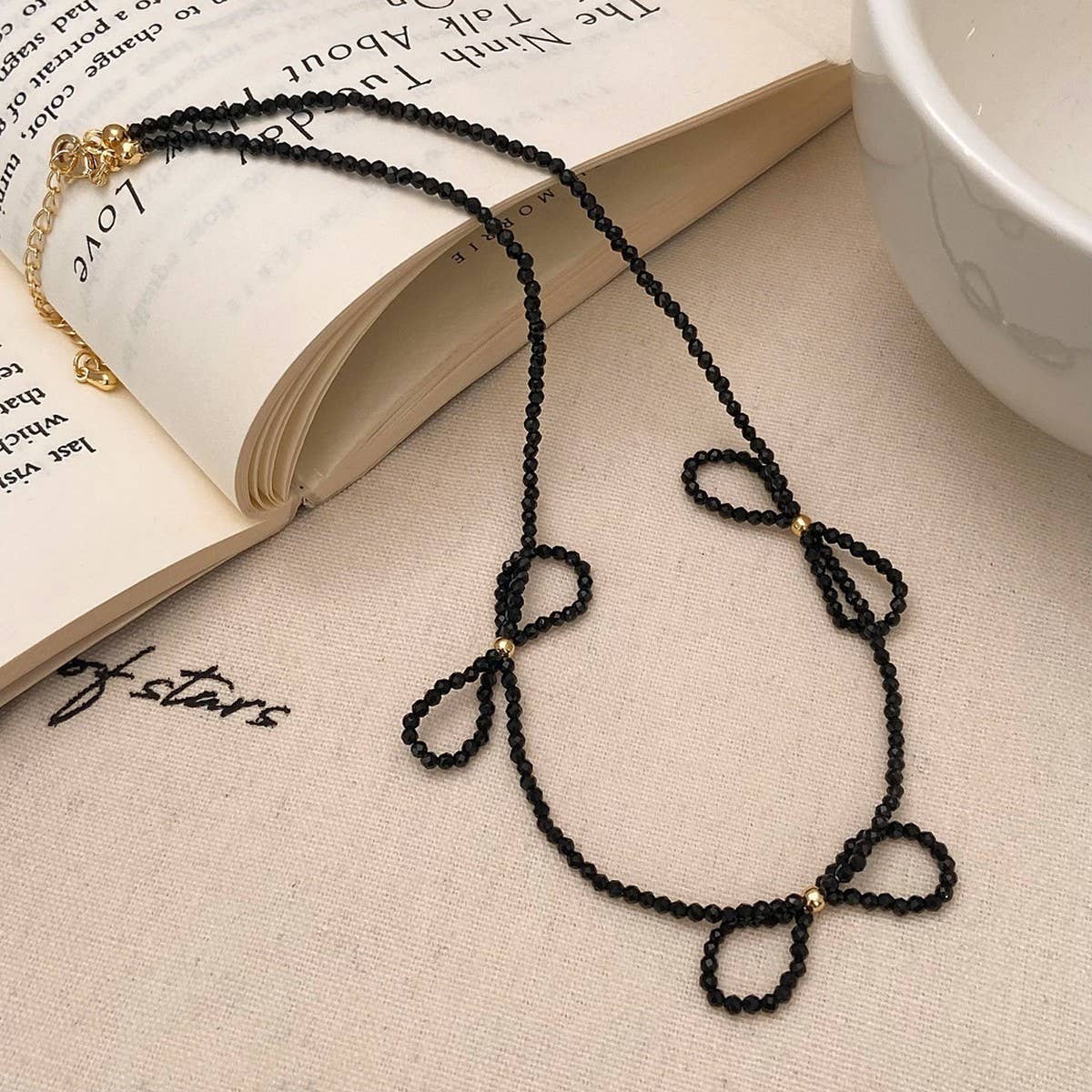 NEW STYLE BEADED BOW SIMPLE CLAVICLE NECKLACE_CWAJE3074