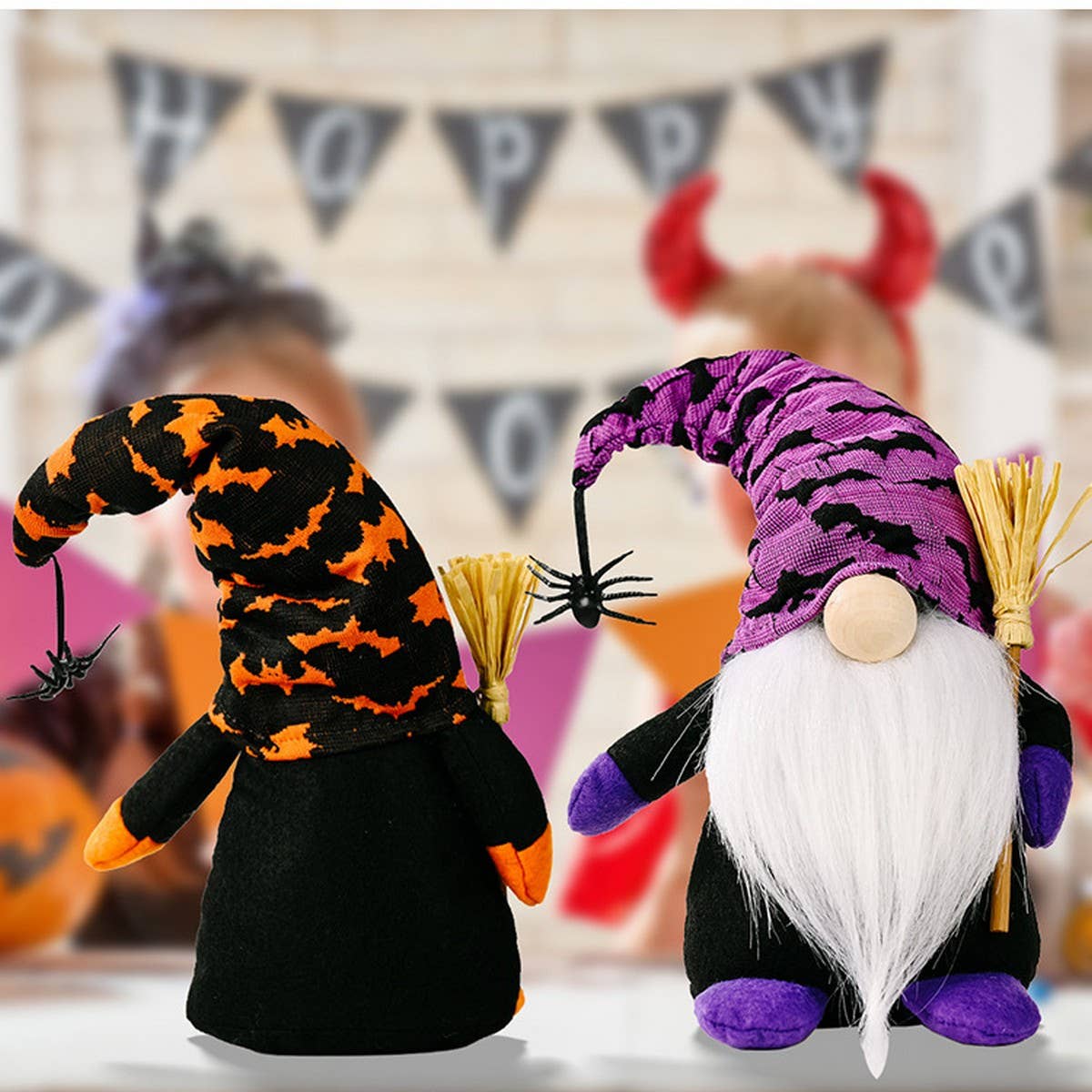 CWMM10246_HALLOWEEN STANDING BROOM RUDOLF DOLL DECORATION